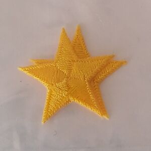 Vintage Two Yellow Stars Iron-On Patches 1"